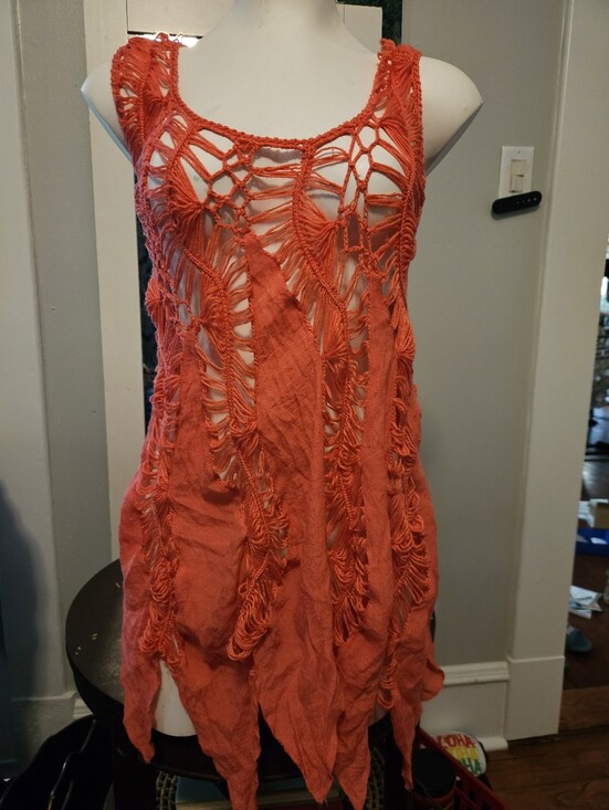 Other - Small * SWIM COVER UP *Crochet Lightweight Pink/Orange
